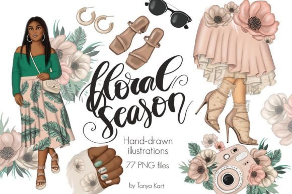 Floral Season Clipart: A Hand-Drawn Digital Asset Collection