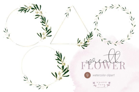 Gold Frame Floral Clipart for Elegant Designs