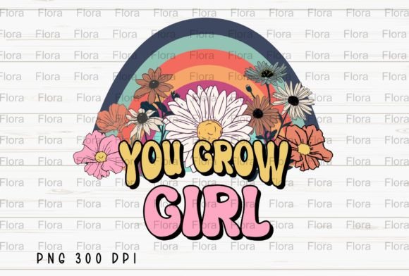 Integrating the You Grow Girl Floral Retro Rainbow PNG into Your Creative Workflow