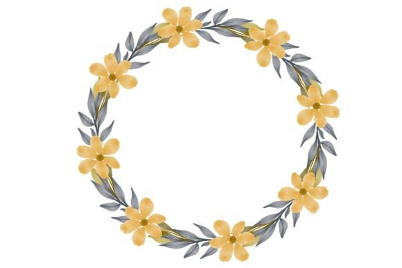The Timeless Elegance of a Yellow and Grey Floral Wreath Illustration