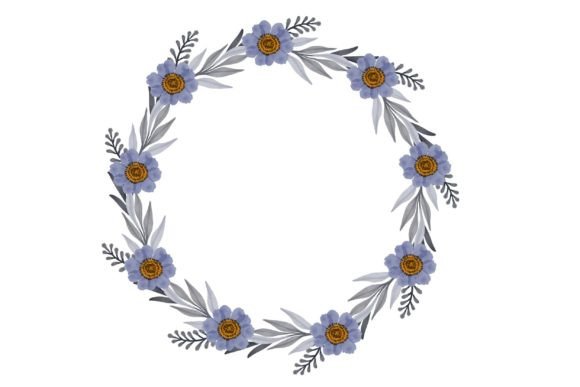 The Versatile Watercolor Circle Frame with Grey Floral Border